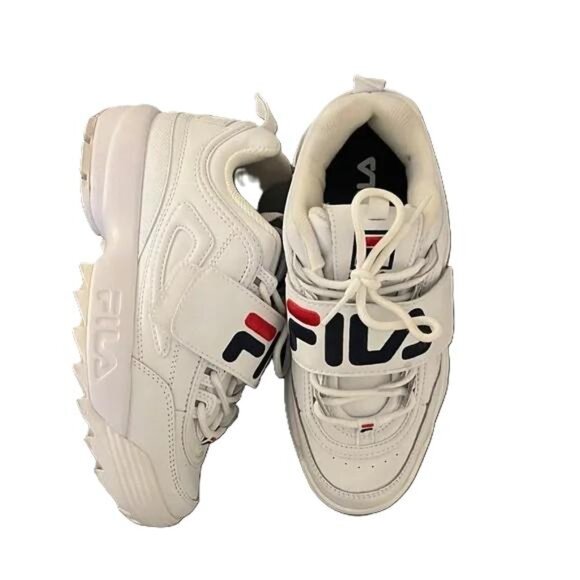 Fila White Athletic Shoes with Red and Black Details - Picture 1 of 5